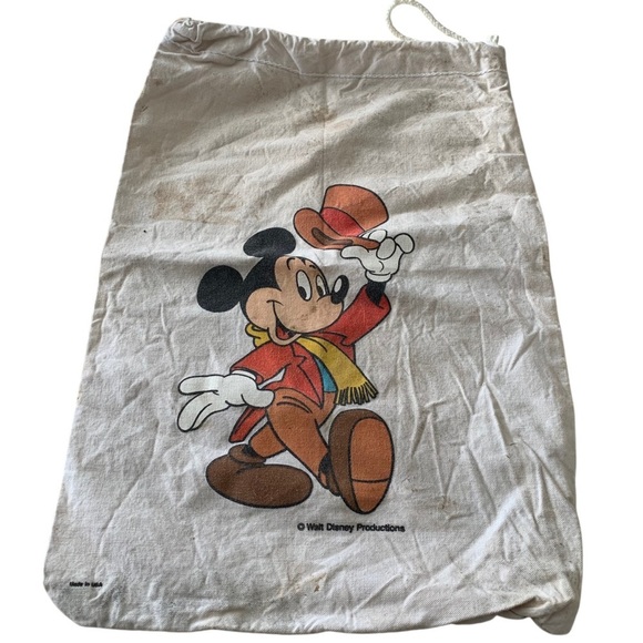 Vintage 70s 80s Mickey Mouse Disney Knapsack Bag Travel Vacation Theme Park - Picture 1 of 4